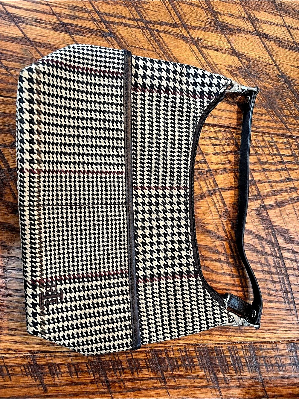 Lauren Houndstooth Shoulder Bag in Black & White